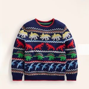 MINI BODEN Blue Dinosaur Novelty Fair Isle
Pattern Jumper NWT $64sz 2 - 3 years